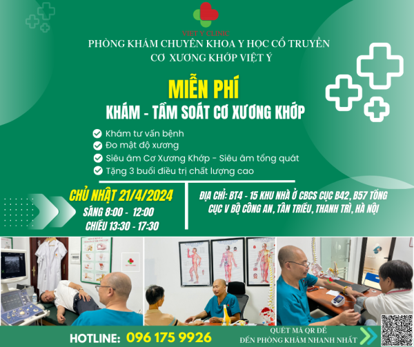 Phòng khám Cơ Xương Khớp Việt Ý tổ chức Khám và Tầm soát Cơ Xương Khớp miễn phí